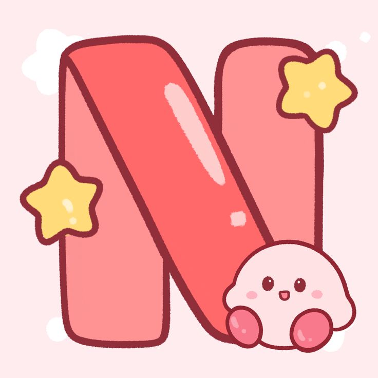 the letter n has a cute little animal on it's front and bottom corner