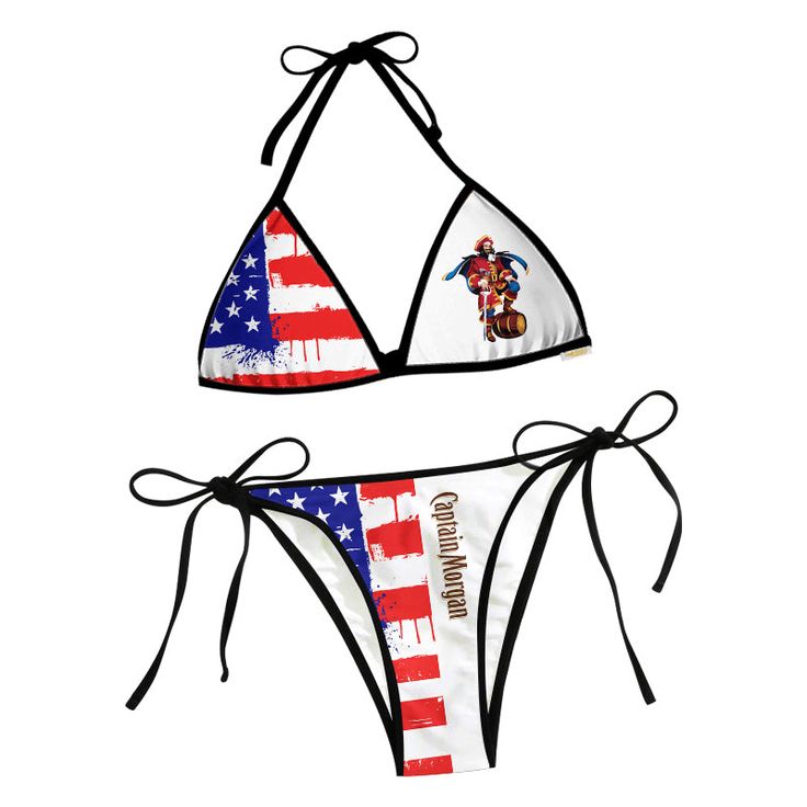 Captain Morgan American Flag Triangle Beach Bikini, Captain Morgan bathing suit, 4th july swimsuit, Captain Morgan swimwear, Captain Morgan two-piece swimsuit, Captain Morgan beach gifts, Captain Morgan Swimsuit for women, Independent day bikini, Captain Morgan Women's Swimwear, Captain Morgan women's beach suit Triangle Bikinis, Independent Day, Beach Suit, Captain Morgan, Swimsuit For Women, Beach Gifts, Beach Shop, 4th July, Relaxing Day