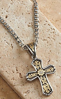 Twister Men's Silver with Ornate Cross Necklace | Cavender's Western Cross Necklace, Ornate Cross, Santa List, Western Cross, Western Necklaces, Cowboy Art, Meaningful Jewelry, Zipper Pulls, Men's Jewelry