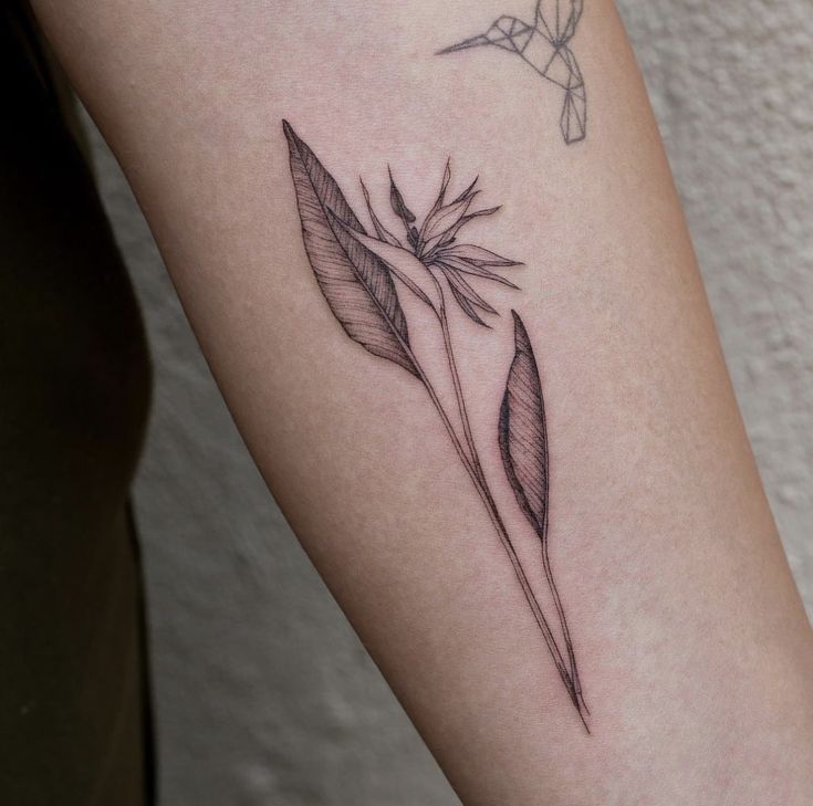 a close up of a person's arm with a tattoo on it and a flower