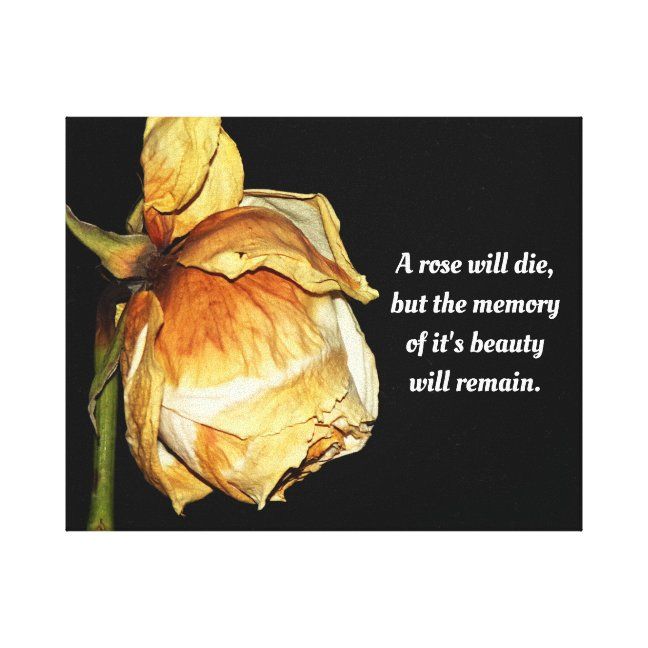 a rose with a quote on it that says, a rose will die, but the memory of it's beauty will remain