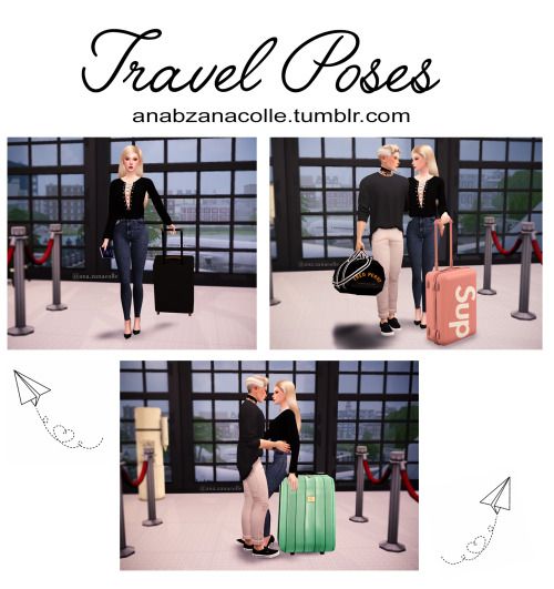 there are three pictures of people with suitcases