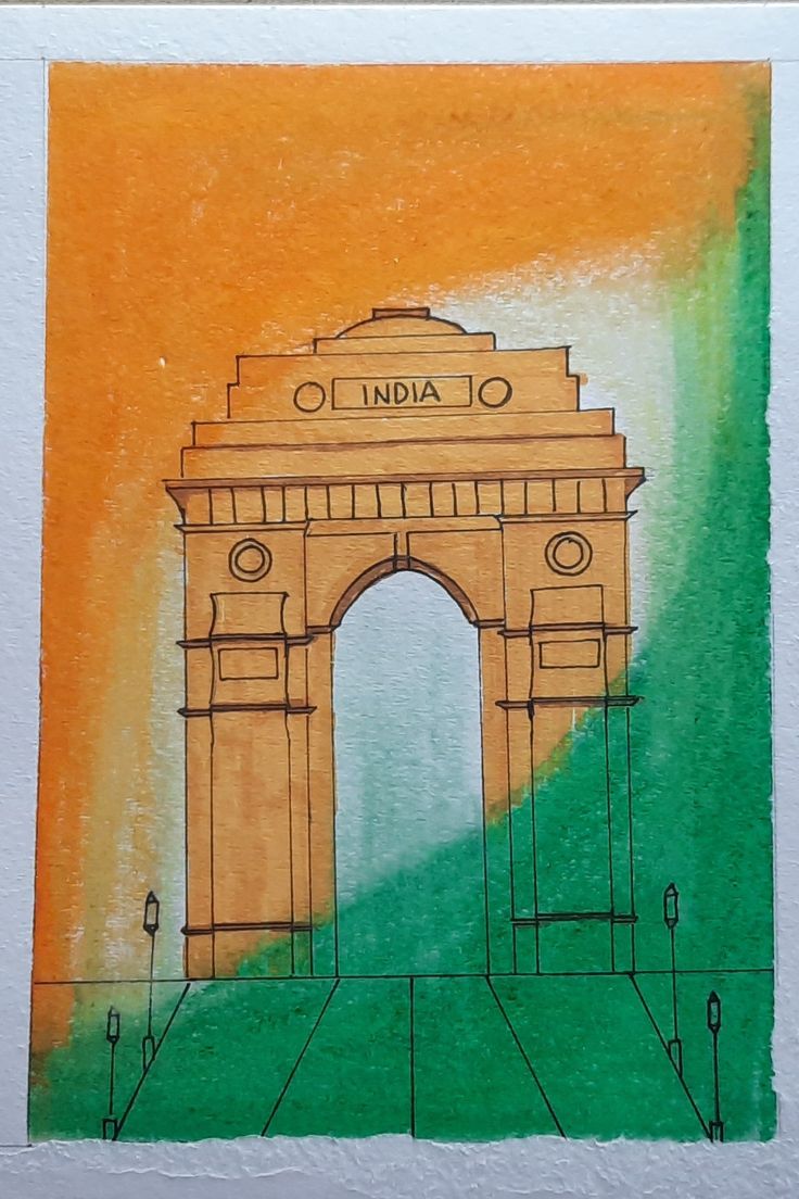 a drawing of the india gate in new delhi