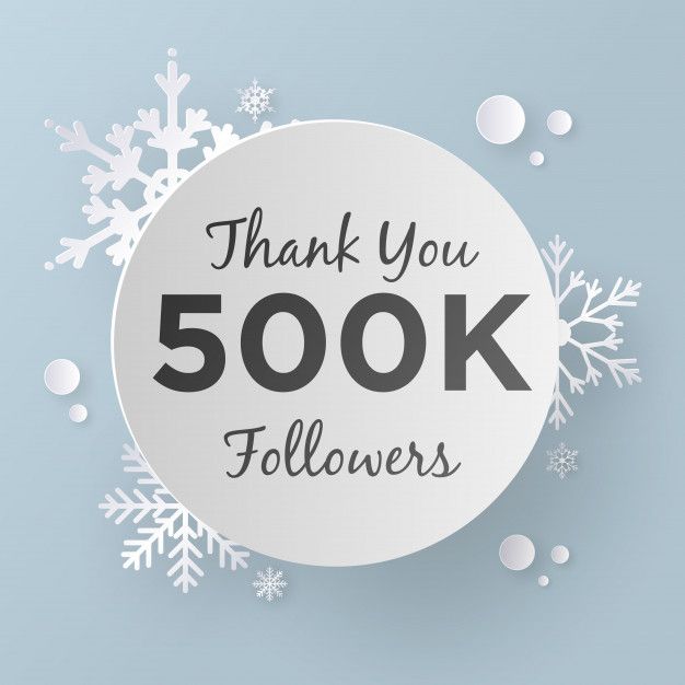 a white snowflake with the words thank you 500k followers