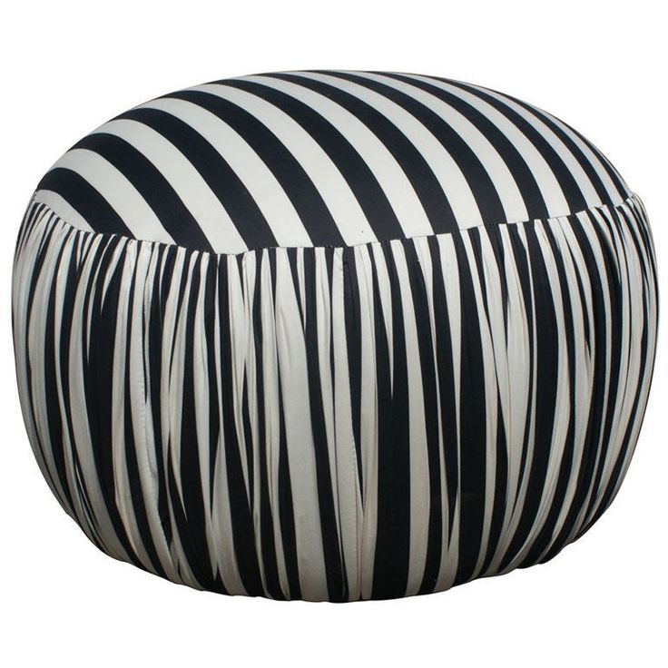 a large black and white striped ottoman