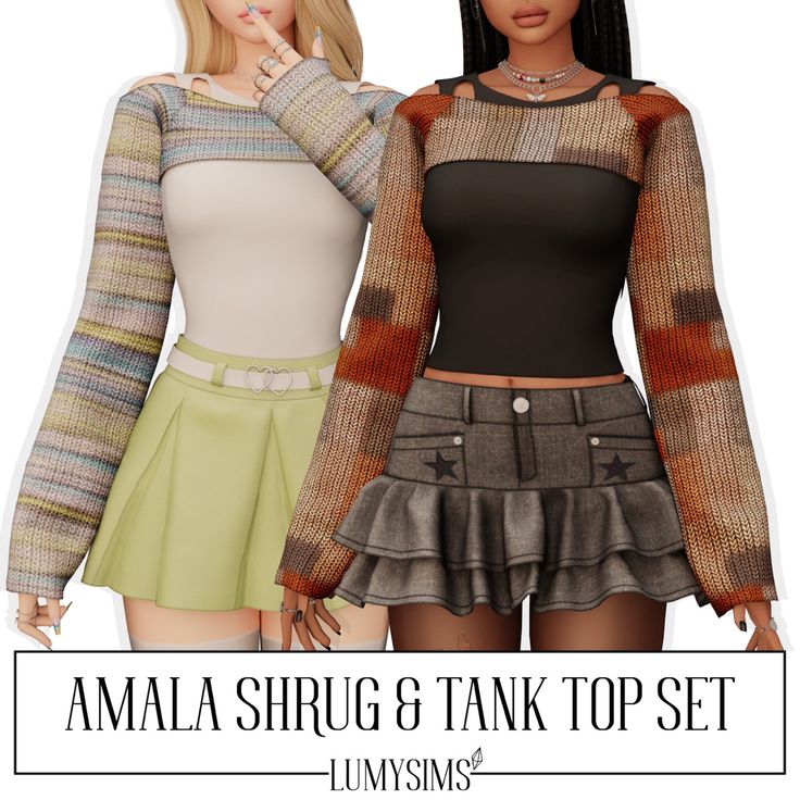 two females are standing next to each other with their arms around one another and the caption says, amala shug & tank top set