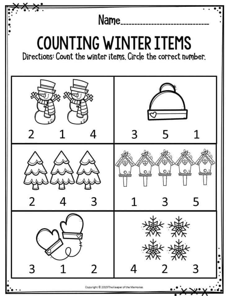 christmas counting worksheet for kids