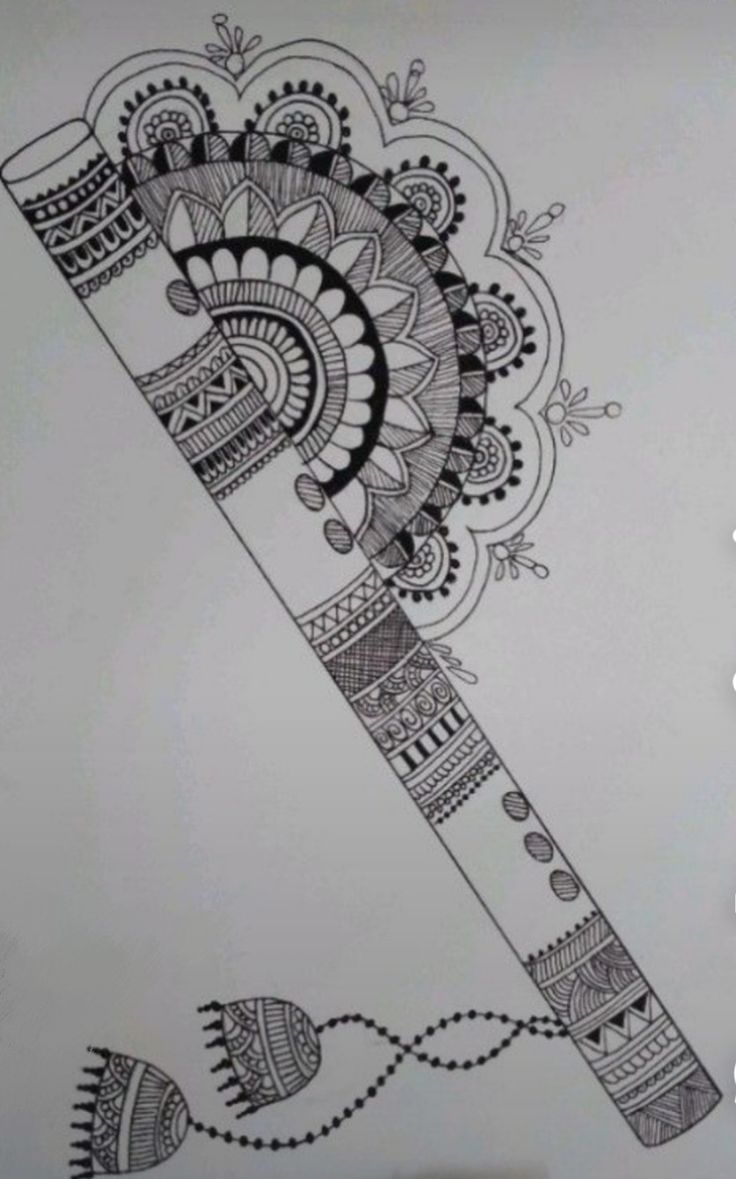 Flute mandala Mandala Art Pencil Sketch, Mandala Art Easy And Beautiful, Simple Mandala For Beginners, Mandala Art Design For Beginners, Easy And Simple Mandala Art, Drawing Ideas Easy Mandala Art, Music Mandala Art Easy, Madala Art Easy Diy, Mandala Art Ideas Easy