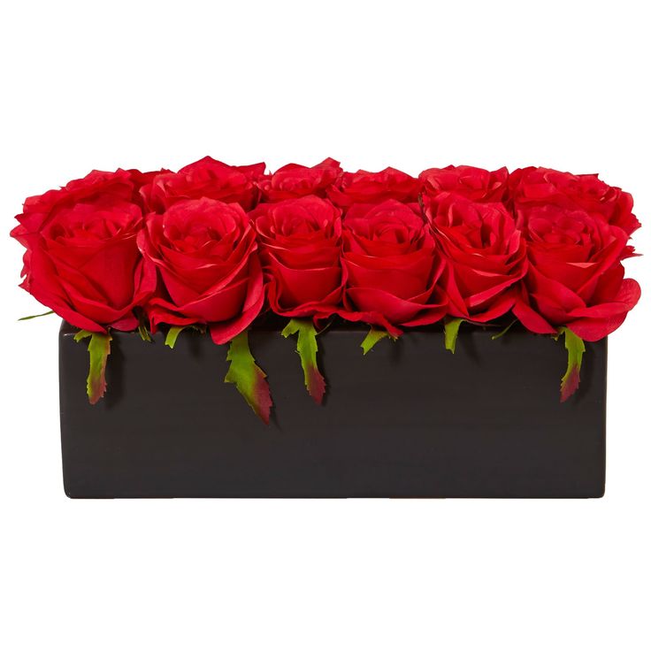 a black box with red roses in it