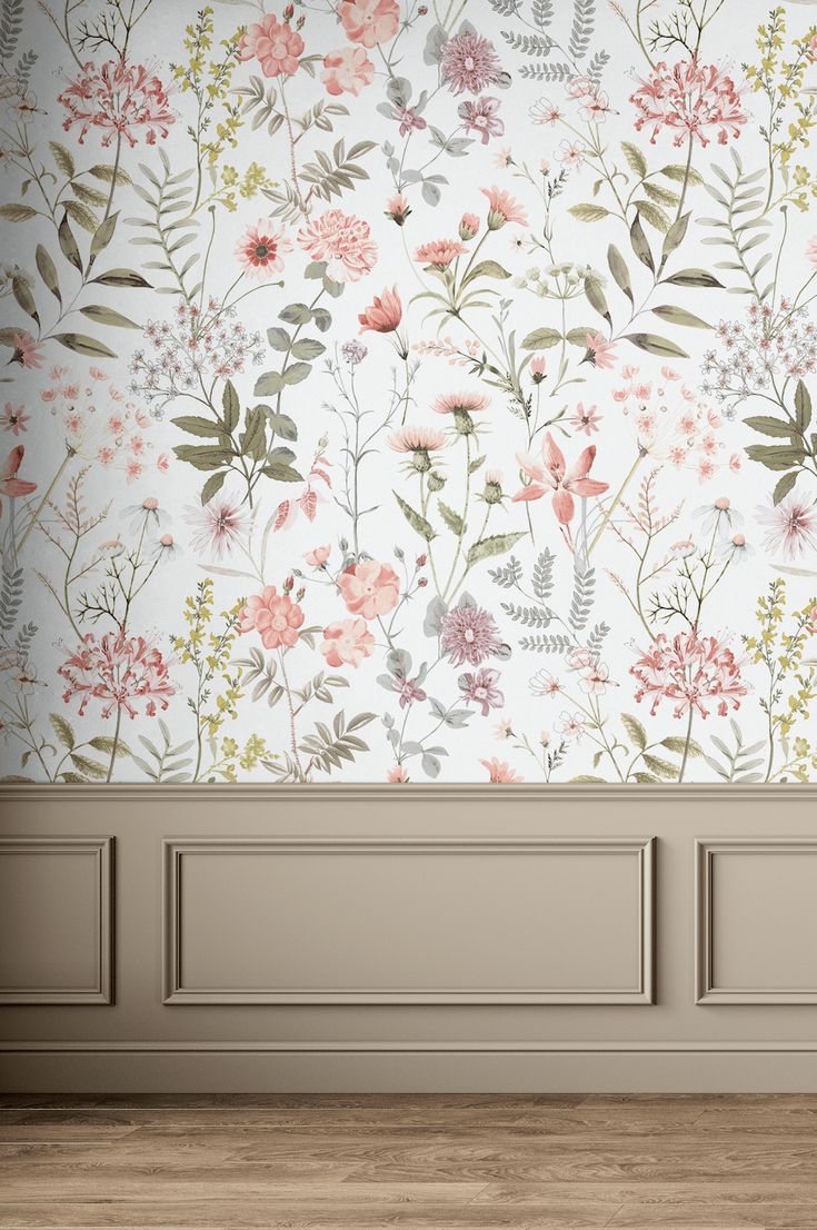 big floral wallpaper, pink wallpaper, nature wallpaper Big Floral Wallpaper, Kindergarten Wallpaper, Grass Wallpaper, Big Floral, Inspire Me Home Decor, Wall Finishes, Nursery Wallpaper, Removable Wall, Wallpaper Samples