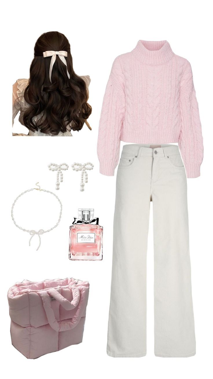 outfit coquette 🩷🤍 Coquette Clothes Aesthetic, Pink Cute Outfits, 50s Coquette, Maddie Core, Outfit Inspo Coquette, Coquette Outfit Ideas, Casual Coquette, Coquette Winter, 2025 Board