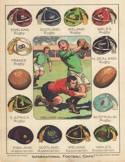 an old rugby magazine cover with many different sports items