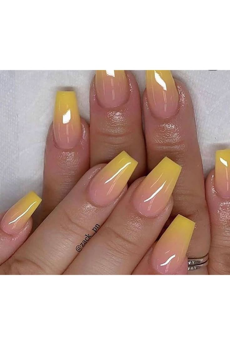 Bright Summer Acrylic Nails, Ombre Nail Art Designs, Ombre Acrylic Nails, Nails Now, Nail Art Ombre, Summer Acrylic Nails, Pink Nail, Yellow Nails, Gel Nail Designs