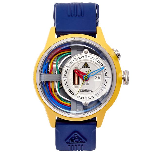 The Electricianz Cable Z Yellow Blue | Watches.com Velvet Glove, Luxury Landscaping, Modern Watches, Rubber Watches, G Shock Watches, In The Spotlight, Stylish Watches, Watch Sale, Watch Brands