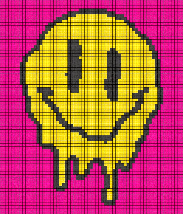 a smiley face made out of legos on a pink and yellow background with black dots