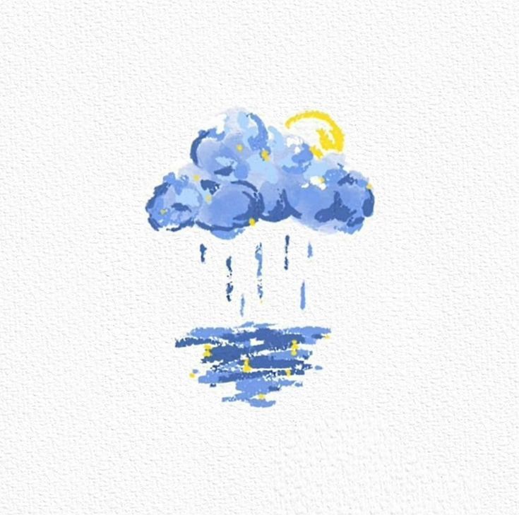 a drawing of a cloud with rain coming from it