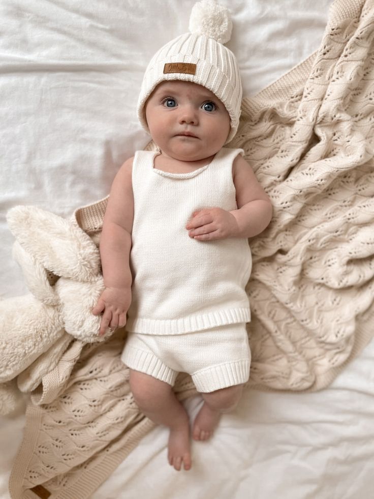 Summer Knit Shorts + Tank Set-MIlk Summer Wardrobe Staples, Nursery Modern, Knitted Romper, Summer Set, Summer Knitting, Minimalistic Design, Brand Collection, Knit Shorts, Perfect Summer