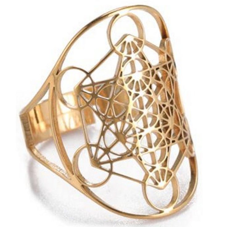 Gold Metatrons Cube Ring Stainless Steel Spiritual Sacred Geometry Band Platonic Solids, Archangel Metatron, Metatron's Cube, Metatrons Cube, Platonic Solid, Geometry Design, Our Universe, Fashion Ring, Rose Gold Color