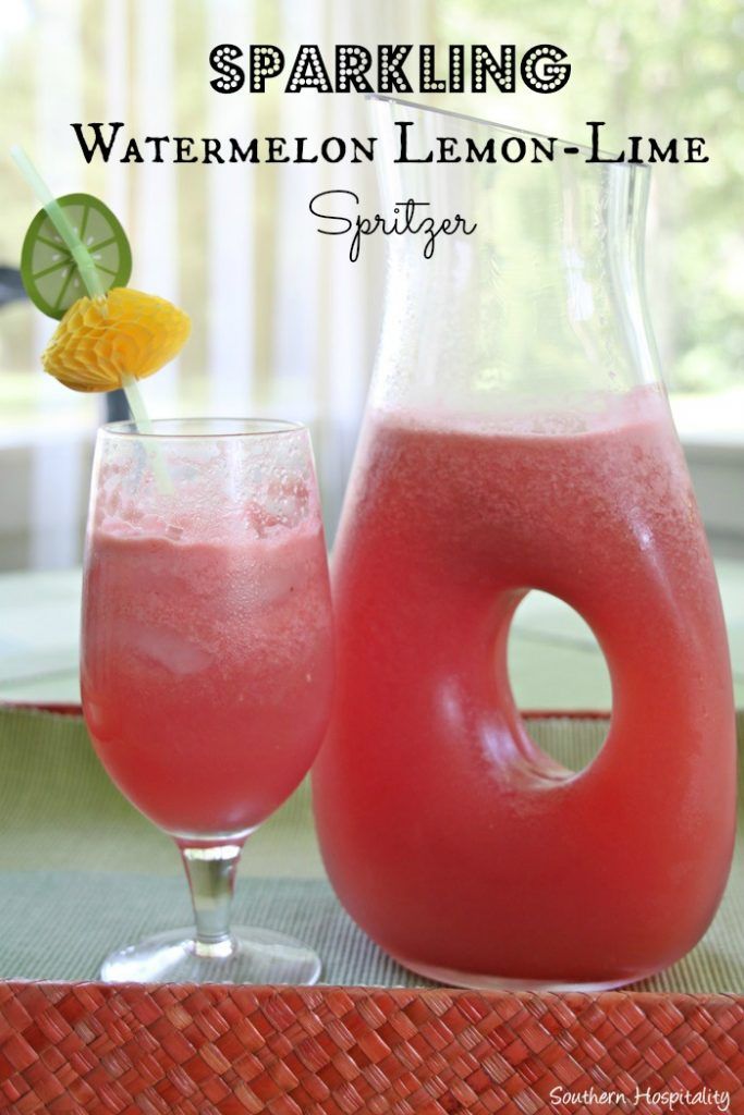 two glasses filled with watermelon lemon - lime spritz next to each other