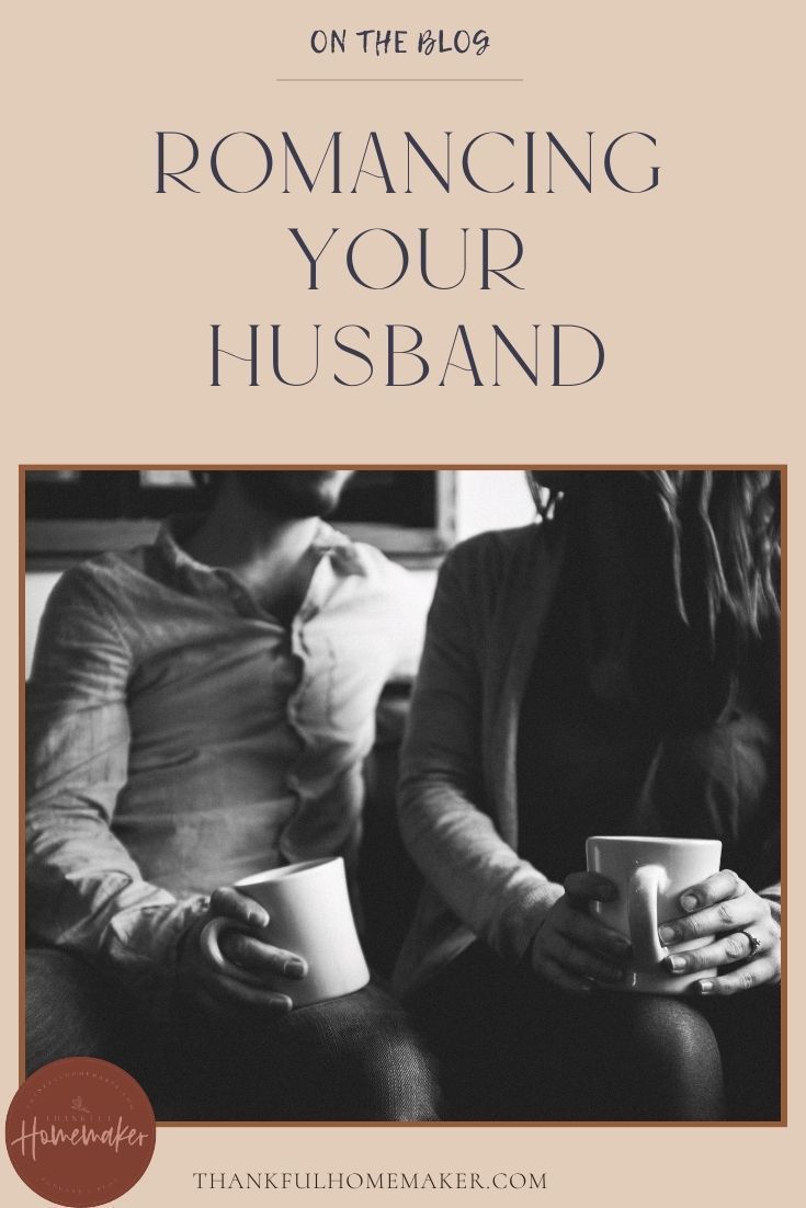 a man and woman holding coffee cups with the words on the blog romancing your husband