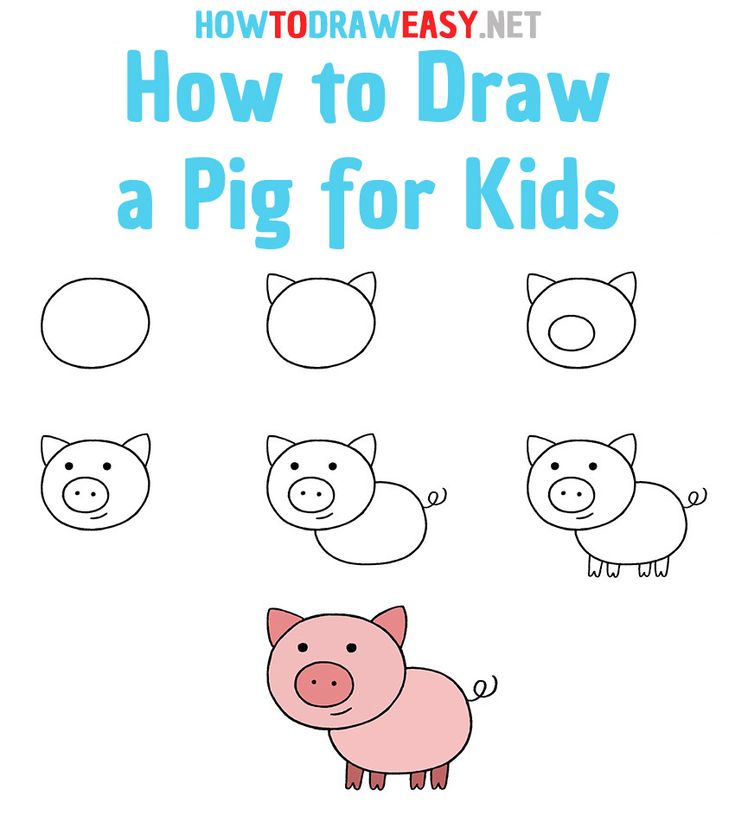 how to draw a pig for kids with the title, how to draw a pig for kids