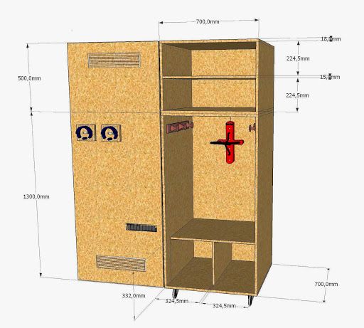 a drawing of a wooden cabinet with measurements