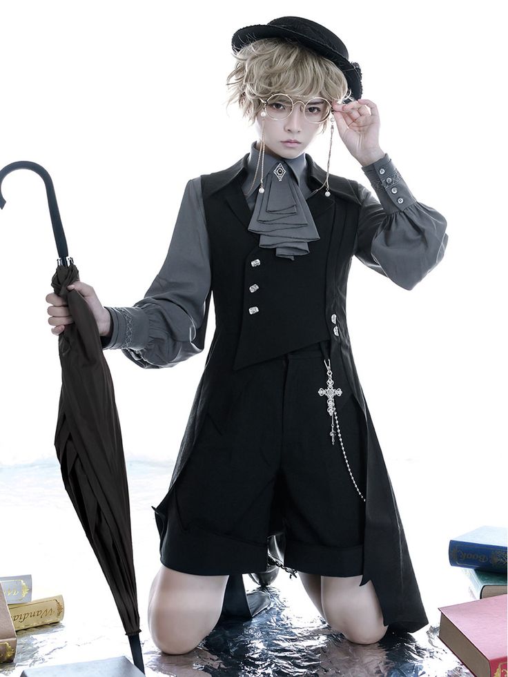 Ouji Style, Steampunk Fabric, Coats Black, Estilo Real, Gilet Long, Long Vest, Long Vests, Little Prince, Gothic Lolita