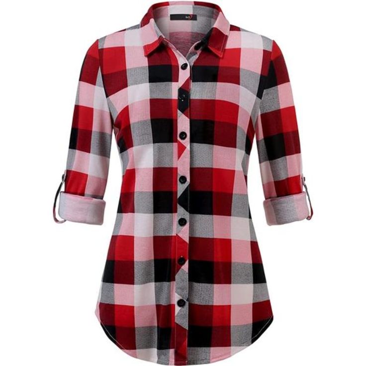 95% Polyester, 5% Spandex Button Closure Machine Wash Plaid Shirts For Women, Features Boyfriend Style, Button Down Front, Long Sleeves With Roll Up Sleeves Detail, Slim Fit Features Boyfriend Style, No Pocket, Button Down Front, Long Sleeves With Roll Up Sleeves Detail, Slim Fit, Super Soft And Stretchy Fabric Will Not Cling Your Skin And Lightweight And Form Fitting Easy Plaid, Easy Time. Load Up Your Wardrobe With Classic Shirts, Suitable For Casual, Dating, Work, Party As You Can Dress It Up Red Button-up Flannel Shirt For Work, Fitted Casual Flannel Shirt With Buttons, Red Buttoned Tops For Fall, Collared Red Flannel Shirt For Work, Plaid Tops With Snap Buttons For Work, Red Flannel Shirt With Button Closure For Work, Red Collared Flannel Shirt For Work, Casual Red Button-up Top, Fitted Flannel Button-up Shirt