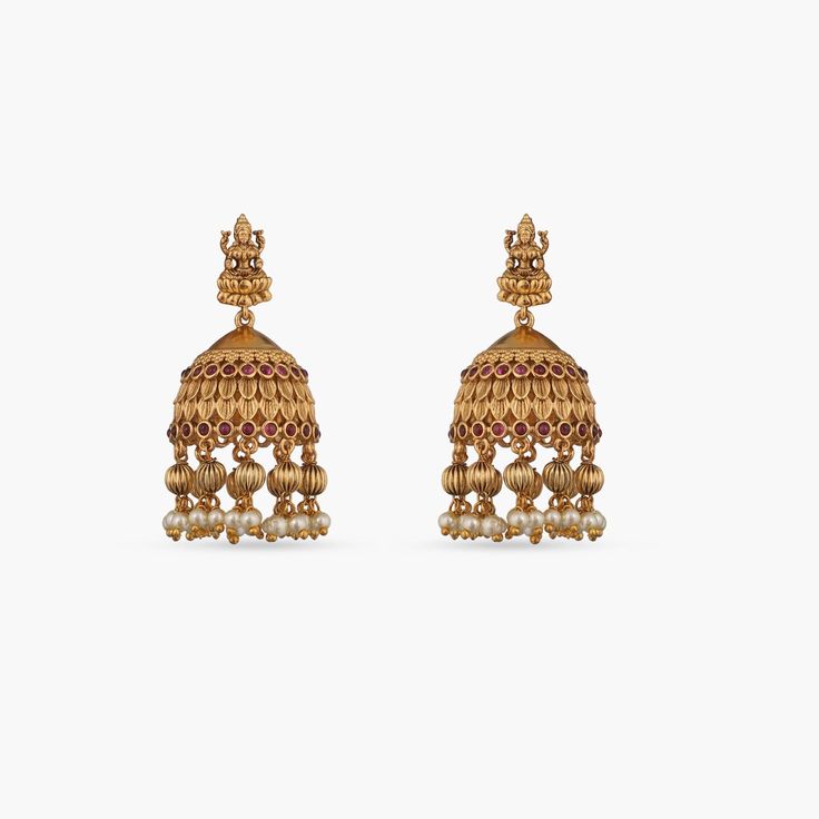 Baijanti Antique Jhumka Earrings Antique Jhumka, Festive Attire, Jhumka Earrings, Custom Earrings, Cz Stone, Minimal Design, Design Crafts, Antique Gold, Beautiful Jewelry