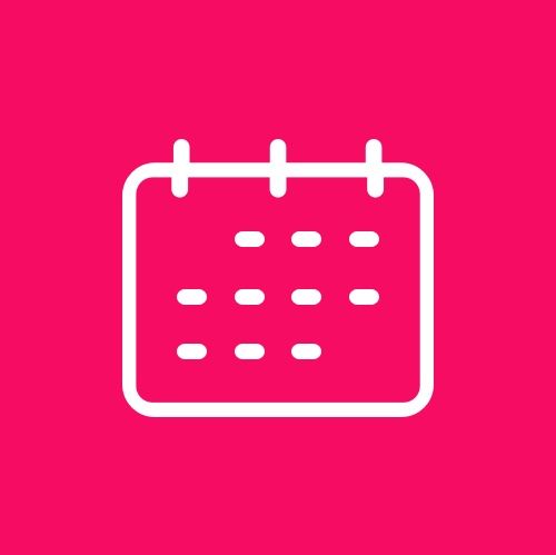 a calendar icon on a pink background