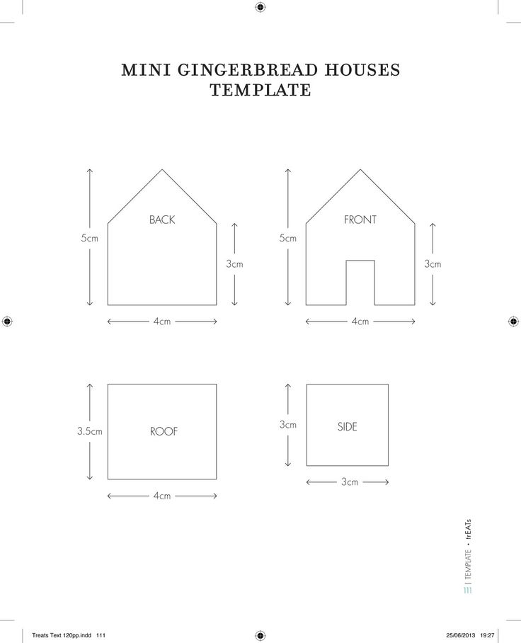 the diagram shows how to make a mini gingerbread house with measurements for each building