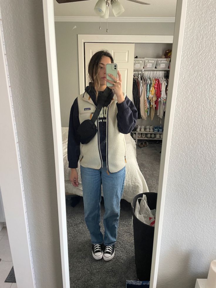 Winter outfit 
Vest outfit
Fannypack outfit 
Class outfit White Fuzzy Vest Outfit, Patagonia Fleece Vest Outfit, White Sherpa Vest Outfit, White Fleece Vest Outfit, Hoodie With Vest Outfits, Patagonia Vest Outfits For Women, Patagonia Fleece Outfit, Fuzzy Vest Outfit, Sherpa Vest Outfit