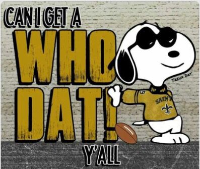 a cartoon dog holding a football on top of it's head with the words, can i get a who datt y'all?