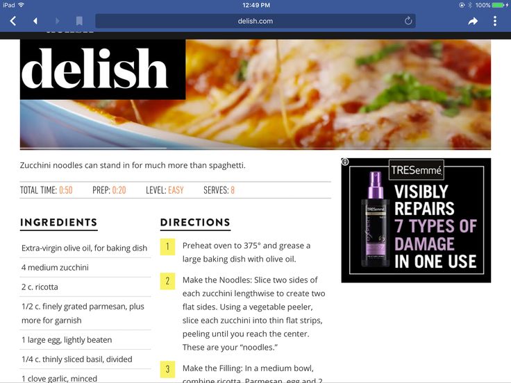 the website for delish is displayed on an ipad