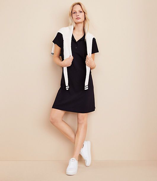 In luxuriously soft cotton pique, we love how this must-have polo dress polishes your wardrobe. Collared button placket. Short sleeves.,Imported:Imported,Fit:Fit: Shift - fits straight and relaxed,Length:33 1/4" from center back neck to hem, measured from a size S Lou & Grey Petite Pique Polo Mini Dress Size 2XS Black Women's by Lou & Grey Size Petite - 2XS Black Women's Sleeveless, Dresses Polo Fits Women, Casual Short Sleeve Polo Dress For Work, Fitted Short Sleeve Polo Dress For Work, Classic Fitted Polo Dress, Casual Mini Length Polo Dress, Summer Mini Polo Dress, Polo Dress Women, Black Polo, Dress Home