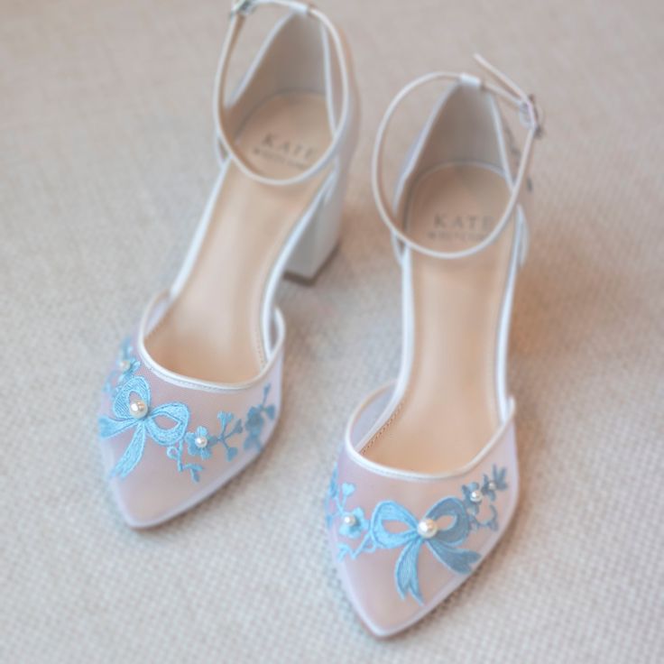 Meet our one of the newest styles, Halo! So many of you have been asking for pretty closed toe wedding shoes with low block heels... We designed Halo with our modern brides in mind! Pretty bow and pearl details with soft insole padding and perfect fit, Halo is the perfect shoes for all day comfort! Did we mention Halo has "I Do" and "Forever" embroidered on the back!!! The perfect details for your wedding! Bridal Shoes Low Block Mid Heels with "I Do" and "Forever" in baby blue embroidery Style “ Comfortable Bride Shoes, Gold Bridesmaid Shoes, Silver Bridesmaid Shoes, Closed Toe Wedding Shoes, Wedding Shoes Block Heel, Bride Stuff, Winter Wedding Shoes, Mother Of The Bride Shoes, Lace Wedding Shoes