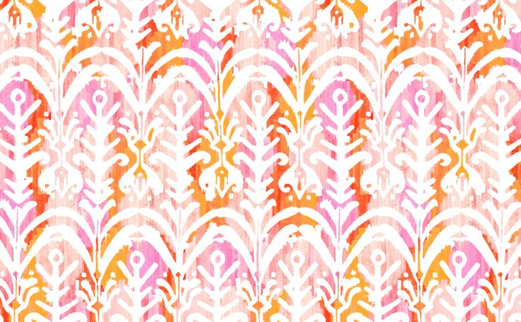 an orange, pink and green pattern on white paper