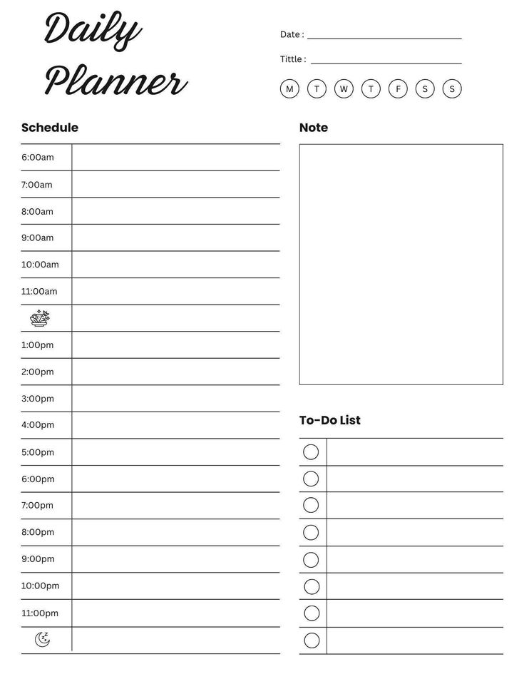 Black and White Simple Minimalist Daily Planner. This is a printable, undated daily planner. Just download and print. Print as many pages as you need. Print from your home printer or send to a local print shop. You can download these digital item... Daily Planner Template Black And White, To Do List Template Black And White, Time Management Sheets Daily Planners, Daily Planner Sheets Free Printable, Black And White Planner Printables Free, Student Daily Planner, Time Management Worksheet, Daily Work Planner, Study Planner Printable