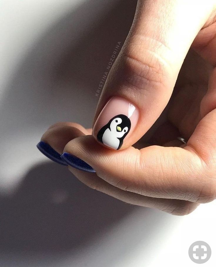 Penguin Nail Art, Penguin Nails, Animal Nail Designs, Nail Art Noel, Animal Nail Art, Ni Idea, Animal Nails, Cute Gel Nails, Xmas Nails