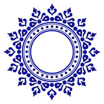 a blue and white circular design on a white background