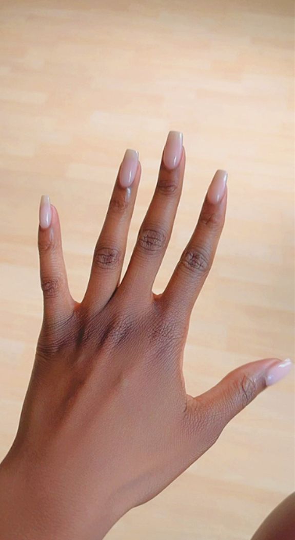 French Nexgen Nails, Dark Skin Natural Nails, Nails 2024 Black Women, Hailey Bieber Nails On Dark Skin, Clean Nails Black Woman, Black Woman Nails Aesthetic, Black Women Manicure, Short Nails Black Girls Ideas, Natural Manicure Black Woman