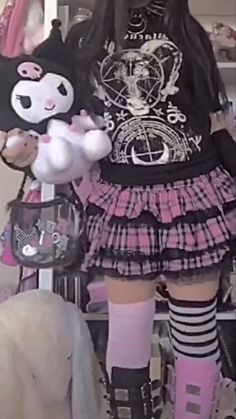 Hello Kitty Goth Outfit, Goth Hello Kitty Aesthetic, Pastel Goth Outfits Aesthetic, Pink Goth Outfits, Kawaii Goth Aesthetic, Goth Aesthetic Outfit, Goth Outfits Aesthetic, Girl Pink Aesthetic, Hello Kitty Style