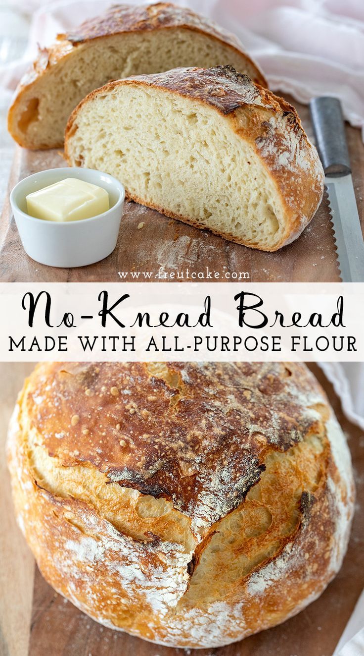 no knead bread is made with all purpose flour and it's ready to be eaten