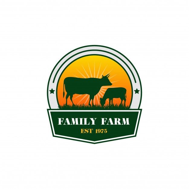 the farm logo with two cows