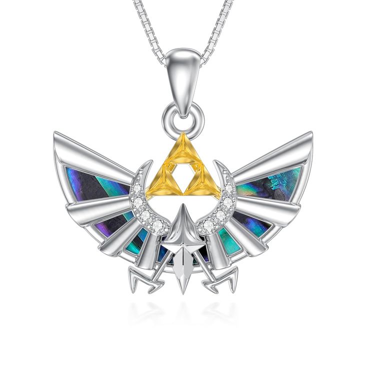 PRICES MAY VARY. ▲Zelda Necklace Design▲: Zelda theme design with high definition printing and stereoscopic Hylian Triforce emblem. Elegant and refined, this fantastic pendant necklace is the perfect piece to add to your collection ▲Material▲: The Zelda Necklaces is made up of sterling silver and Abalone Shell. Lead-free & nickel-free, hypoallergenic and suitable for sensitive skin. ▲Perfect Gifts▲: Unique perfect gifts for Zelda fans, specifically designed, you can give to yourself, friends and Zelda Necklace, Zelda Jewelry, Necklace Packaging, College Gifts, Sterling Necklaces, Necklace Design, Women Birthday, Christmas Gifts For Men, Surprise Gift