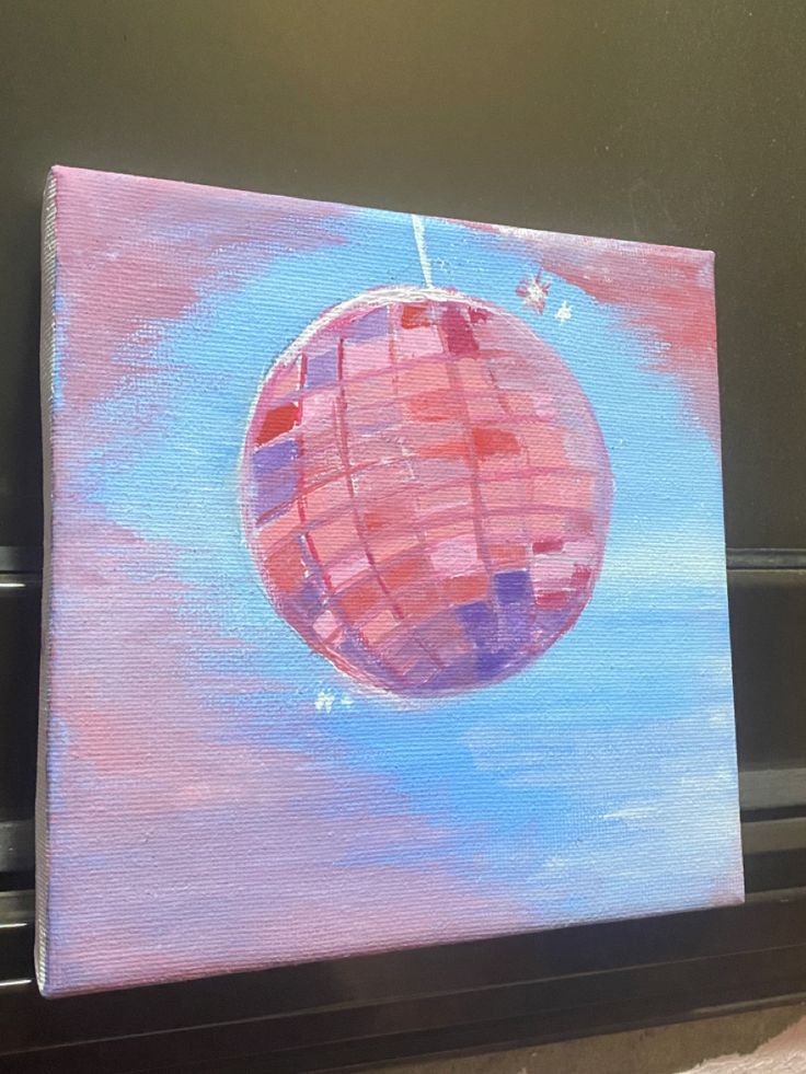 pink mirrorball Mirrorball Acrylic Painting, Taylor Swift Art Painting Ideas, Cute Taylor Swift Painting, Taylor Swift Painting Mirrorball, Taylor Swift Painting Inspiration, Speak Now Painting Ideas, Painting Inspired By Taylor Swift, Taylor Swift Mini Canvas Art, Mirrorball Canvas Painting