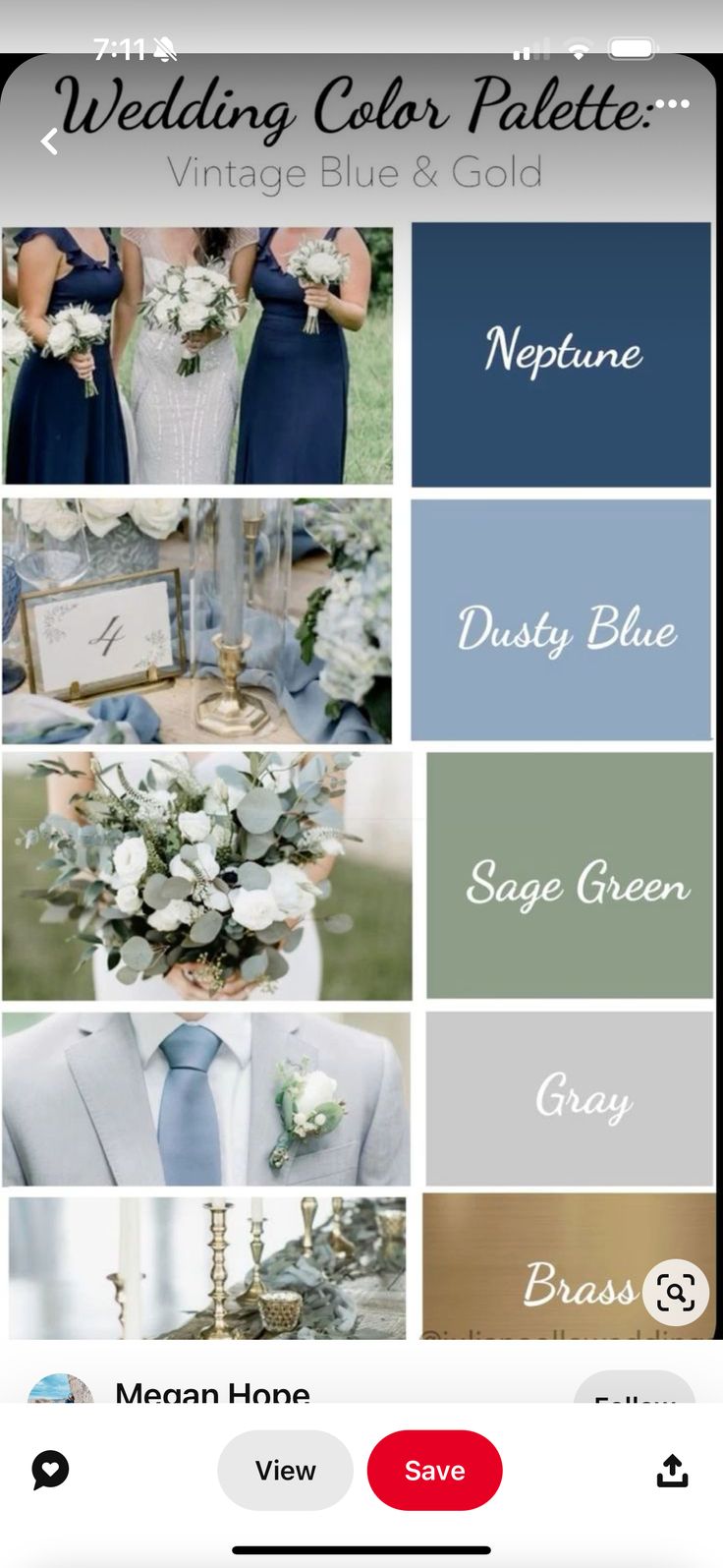 the wedding color palettes on an iphone