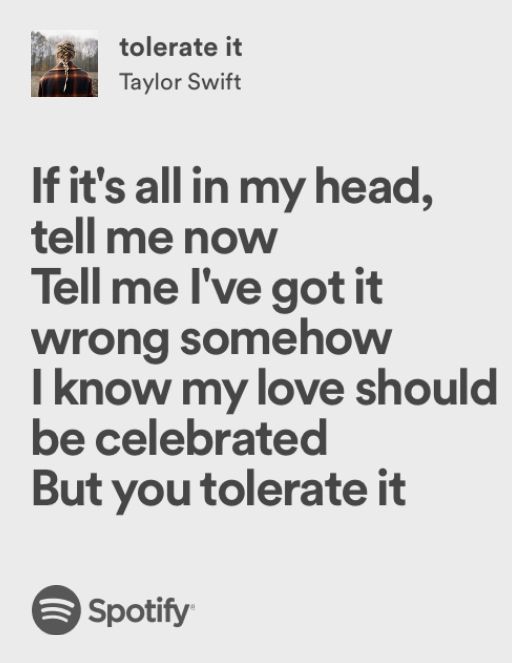 a quote from taylor swift that says it's all in my head, tell me now