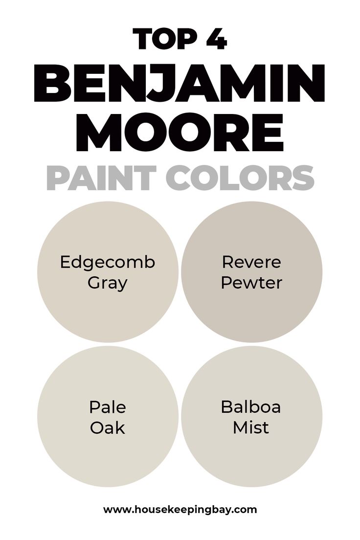 the top 4 benjamin moore paint colors in this postcard, we have four different shades