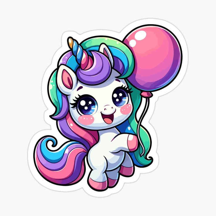 a cute little pony with a balloon sticker